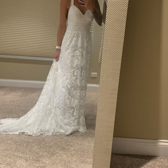 Size 4 white boho wedding dress lace - Picture 5 of 11